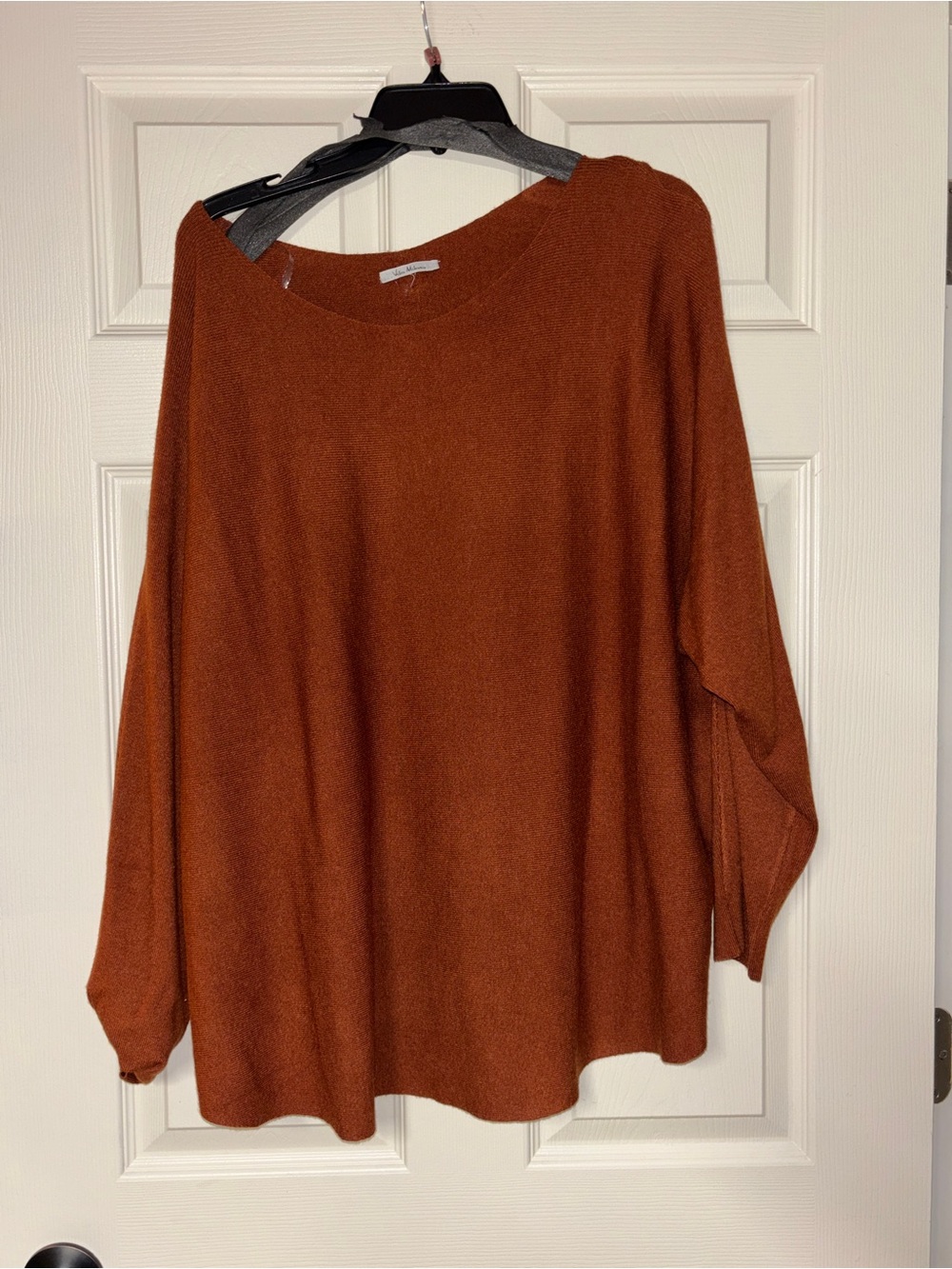 Milano Off-the-Shoulder Oversized Sweater in Rust
